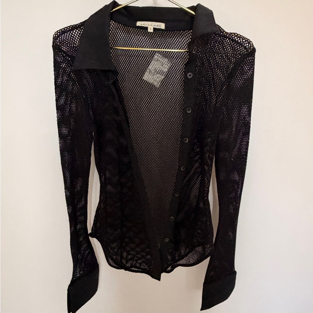 Elegant Black Mesh Women's Top